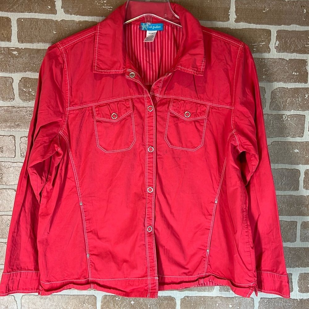 Fresh Produce Red Jacket Women's Cotton size XL *flaw